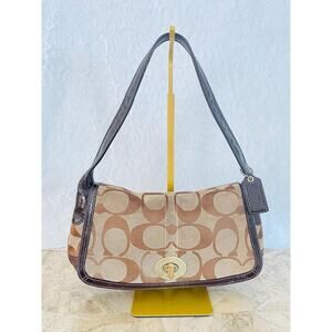 Coach 11602 canvas/leather Signature Classic Shoulder Bag - Tan & Brown